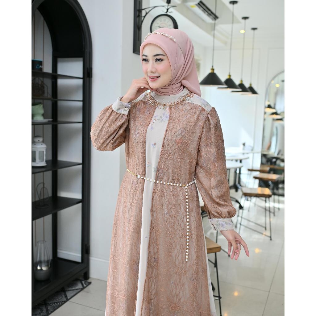 Ladies - Gamis Lebaran 2026 Premium Dress Rompi Brukat Tile Gamis Terbaru Wanita Gamis Ceruty Gamis 