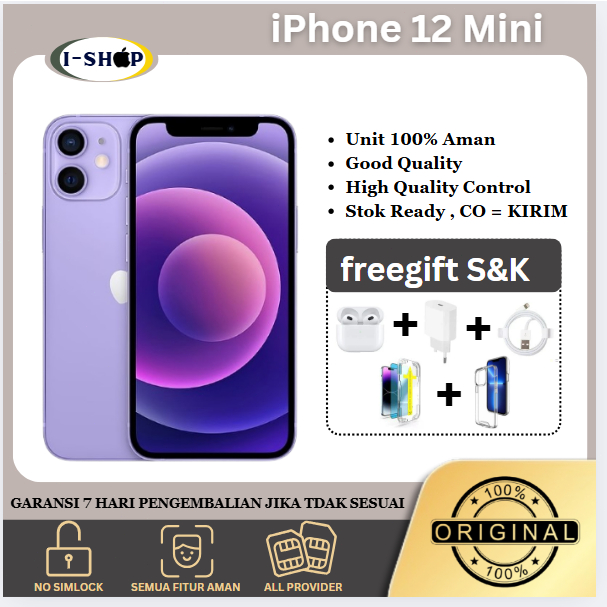 iPhone 12 Mini 64GB,128GB,256GB Second Ori Apple Kondisi Mulus & Normal, ALL SIM , KUALITAS TERJAMIN
