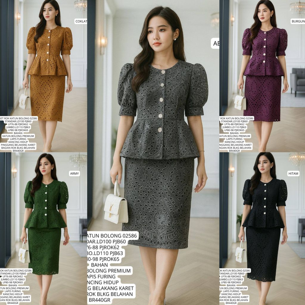 Setelan 02586 Set Rok Katun Bolong Premium - FZB