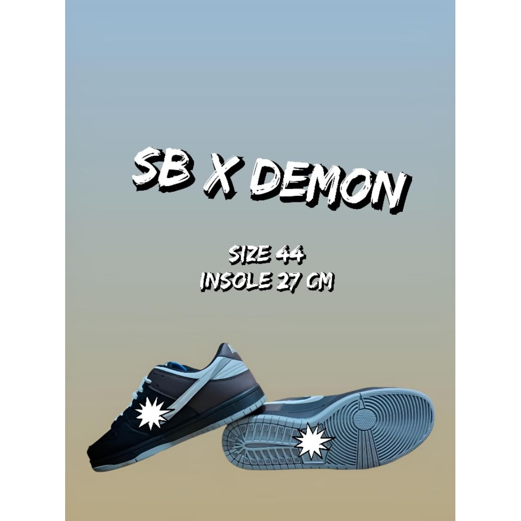 sepatu sneakers casual second preloved pria wanita 33ssbee demon size 44 insole 27cm