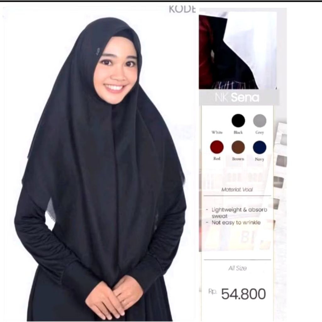 RABBANI KRD NK SENA | HITAM ALL SIZE | DISKON 50% | SEGI EMPAT INSTAN |