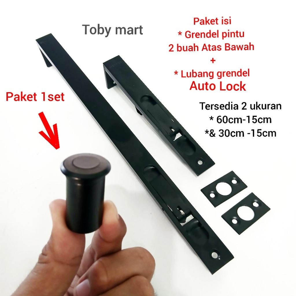 FULLSET Grendel Pintu kupu tarung 60cm / Grendel Tanam Pintu rumah / Slot kunci pintu + Lubang Bawah