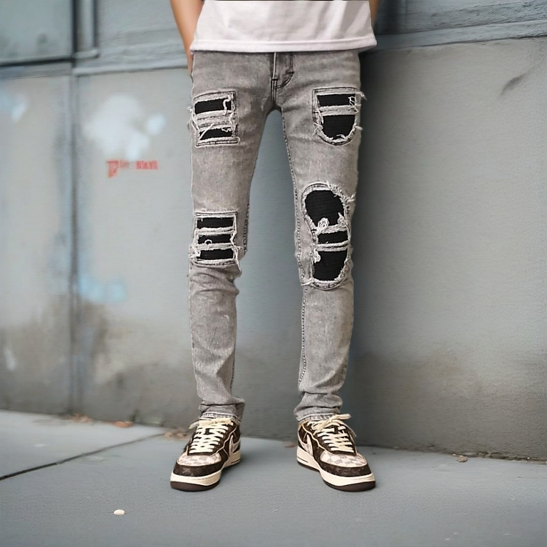 Celana Jeans sobek bikers slimfit Pria Snow Acid Grey Terbaru Celana jeans panjang premium denim