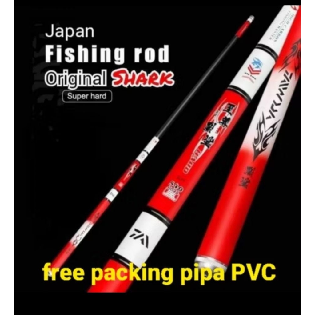 Red Shark Joran Tegek Carbon Kaku Ringan Bonus Ruas Ujung Solid