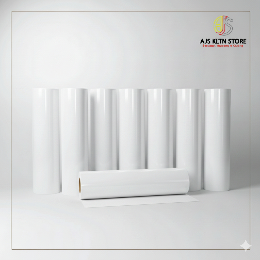 Skotlet AjS.kltn Putih Premium Glossy & Doff White 010 Susu Tulang – Stiker Cutting Anti Gores untuk