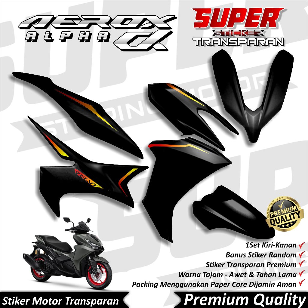 Stiker Aerox 155 NEW Transparan keren Striping Aerox ALPHA 155 New Stiker Transparan UV Aerox 155 NE