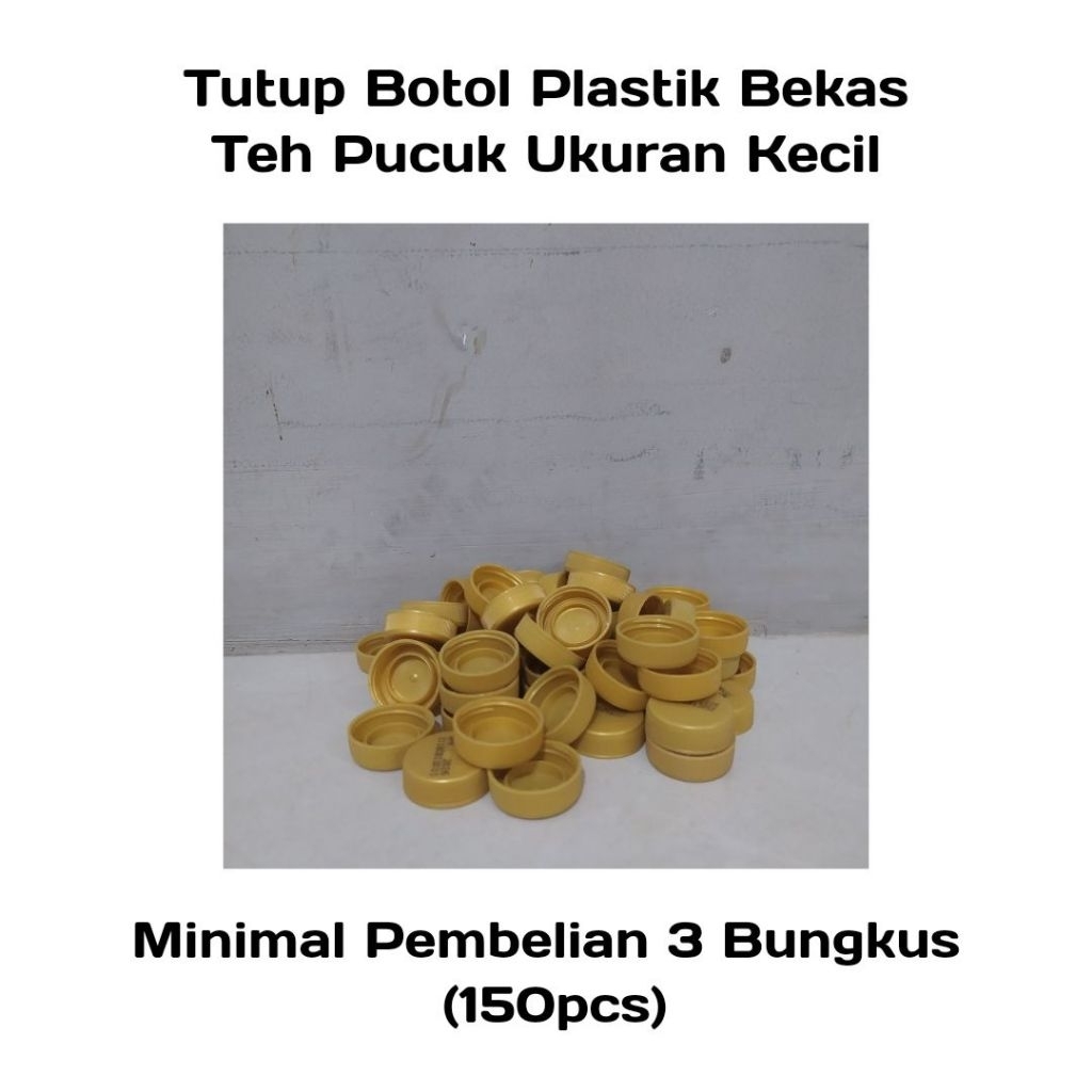 50pcs Tutup Botol Plastik Teh Pucuk Ukuran Kecil Bekas Bersih Murah