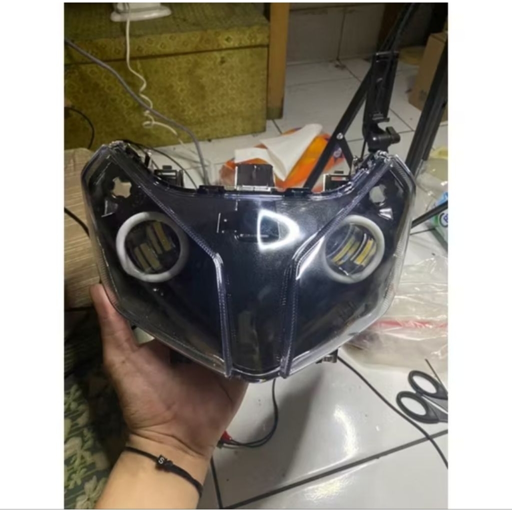 Headlamp Reflektor Lampu Depan Plus Mika Kaca Lampu Depan Vario 110 Old Techno Plus Lampu Tembak Len