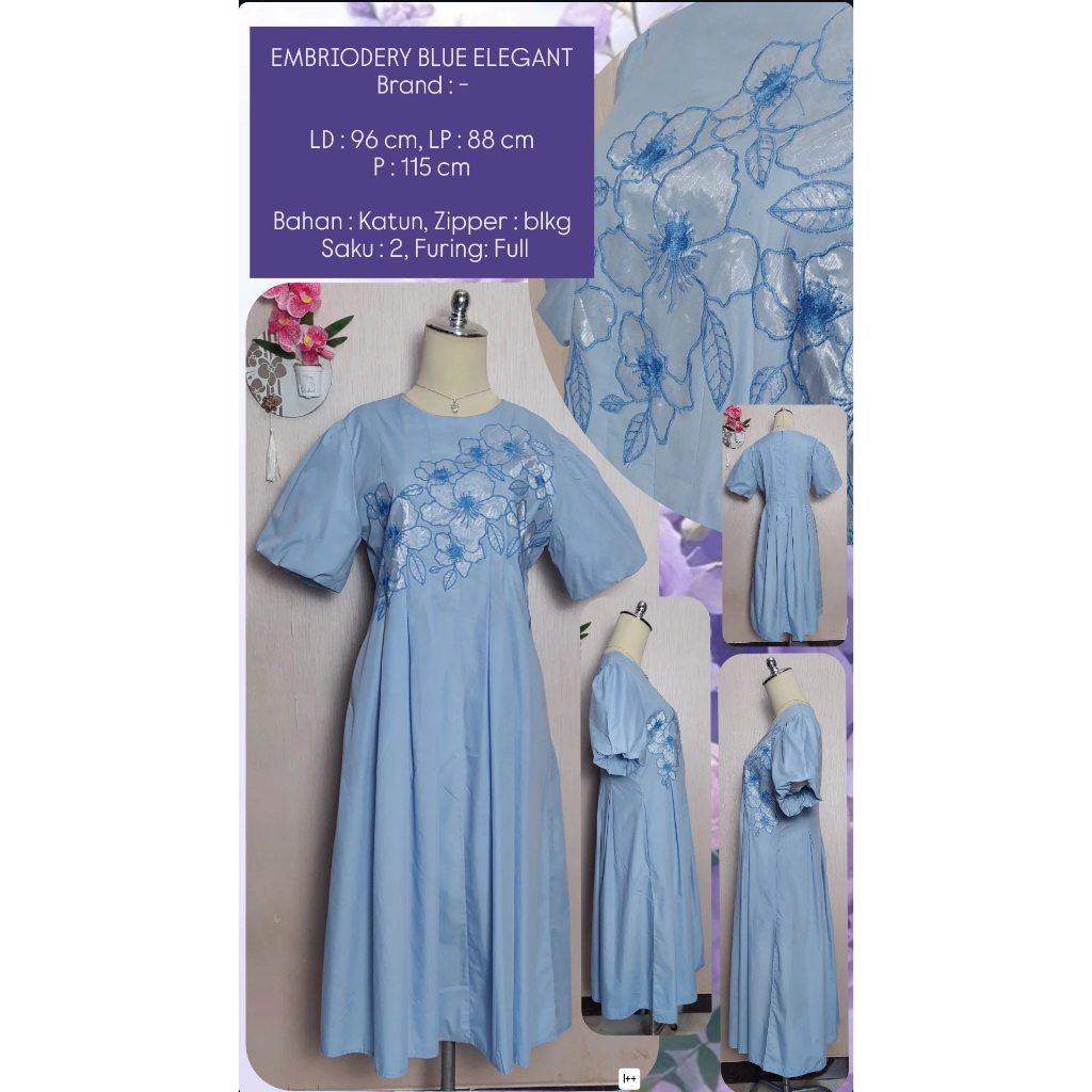 (NewUp 3Des) Dress Vintage korean style lengan balon preloved seperti baru (LD 120cm kebawah). Jumbo