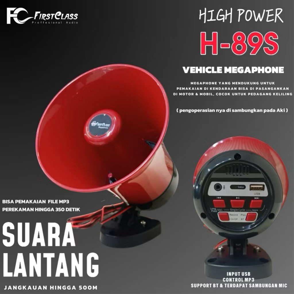 Speaker toa (megaphone) H 88T/ 89S horn sirine ada mp3 firstclass bisa rekam suara