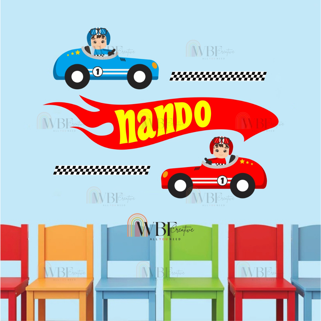 WALLPAPER KAMAR ANAK | STIKER DEKORASI KAMAR ANAK LAKI-LAKI | STICKER KAMAR ANAK TEMA AUTOMOTIF
