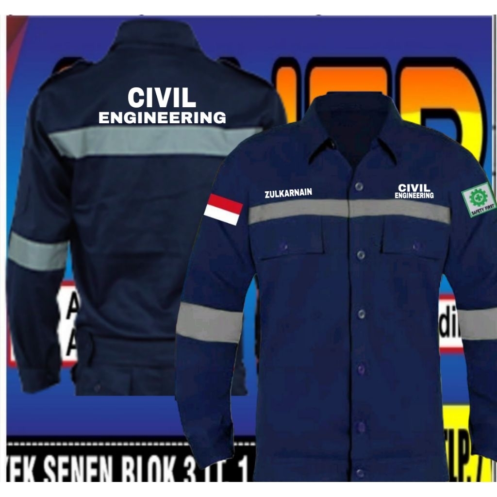 wearpack civil engineering kemeja Civil engineering kemeja engineering full bordir kemeja lengan pan