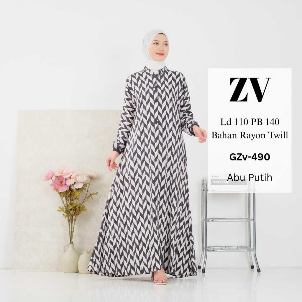 Zv - Gamis Twill Rayon Premium Model Kancing Cap Malaman Premium Kekinian Syar'i Pekalongan Terbaru