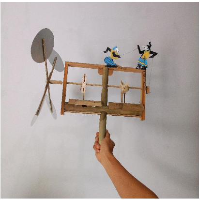 Kincir Angin Wayang Punokawan semar petruk gareng Kayu bambu – Dekorasi hiasan Tradisional Handmade 