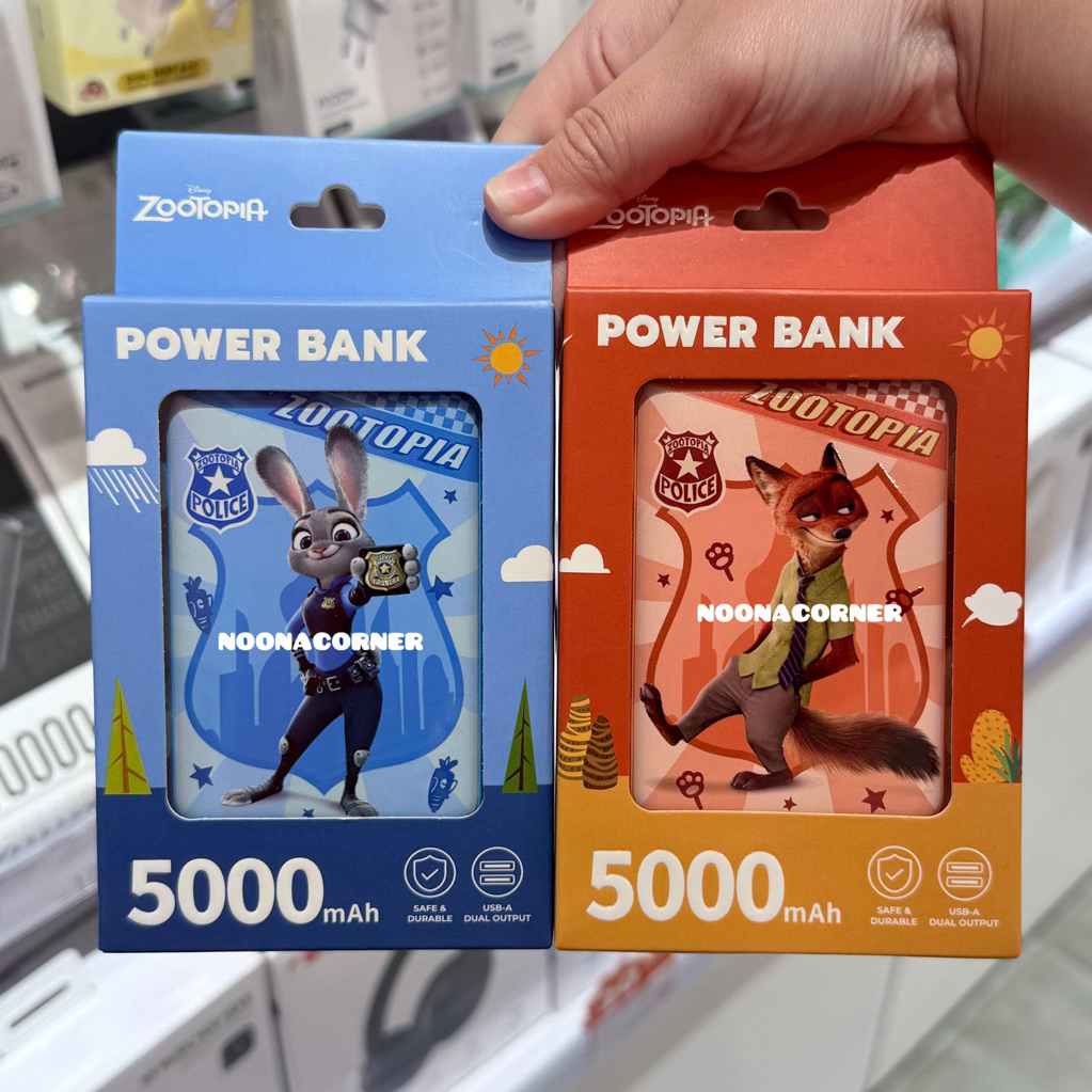 Miniso x Disney‼️ Powerbank Portable 5000 mAh Zootopia Collections (Judy Hopps / Nick Wilde)