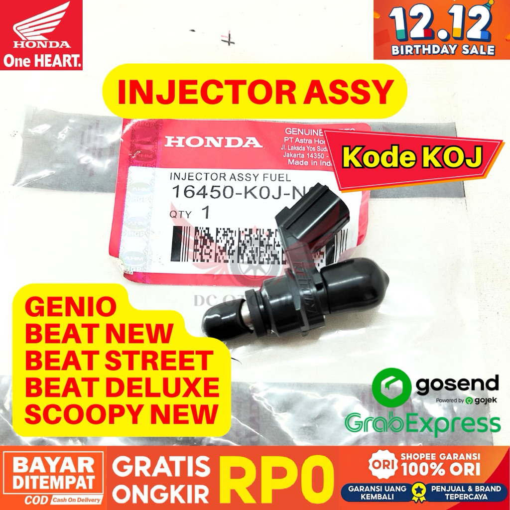 KOJ INJECTOR ASSY GENIO ORIGINAL AHM HONDA, INJECTOR ASSY BEAT NEW GARANSI RESMI, INJECTOR BEAT STRE