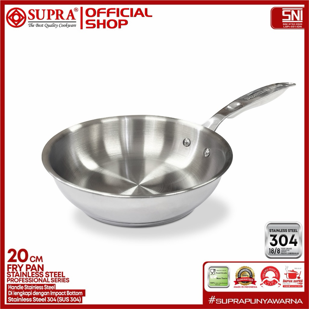 SUPRA DEEP FRY PAN 20cm / SUPRA Deep Fry Pan Stainless Steel Preffesional SUS 304 / Penggorengan Sta