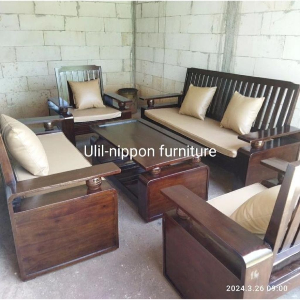 KURSI TAMU MINIMALIS KAYU JATI 3211+MEJA , SET KURSI TAMU KAYU JATI