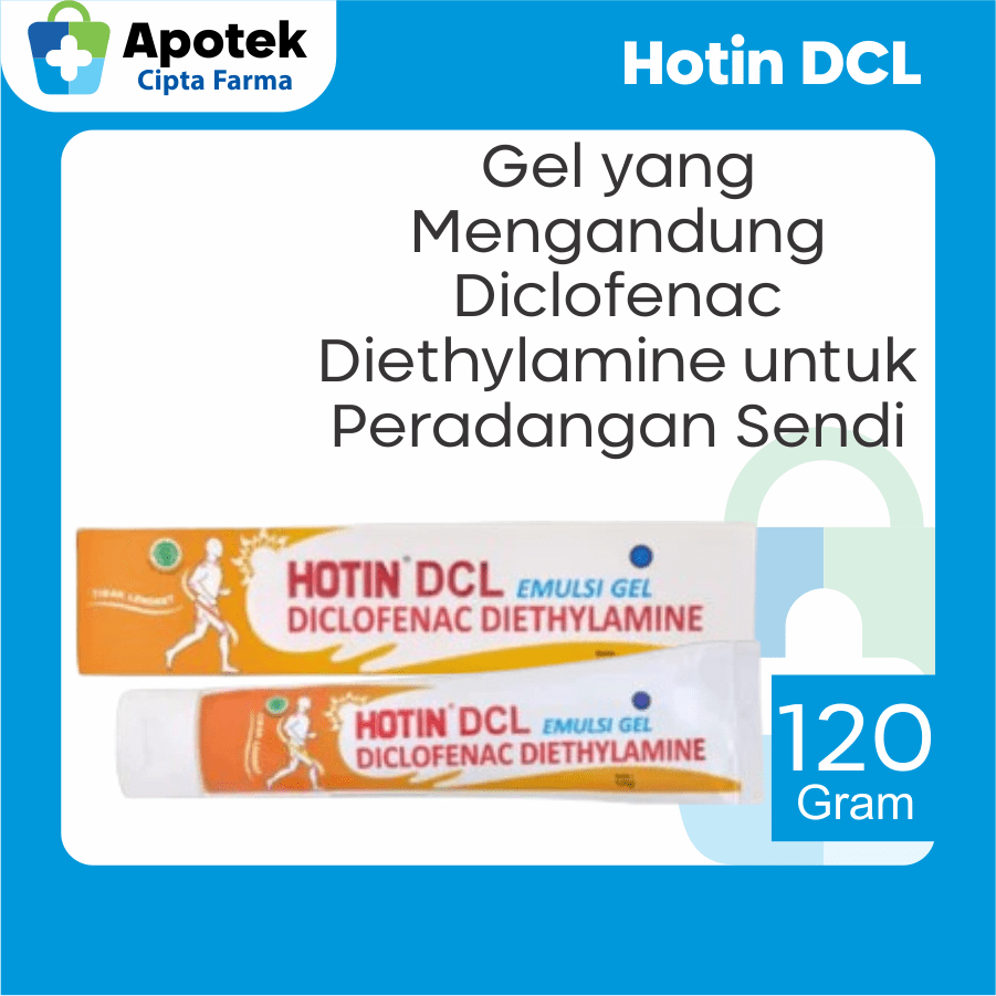 Hotin DCL Emulsi Gel 120 Gram Diclofenac Diethylamine Gel untuk Peradangan Otot Sendi Keseleo dan Me