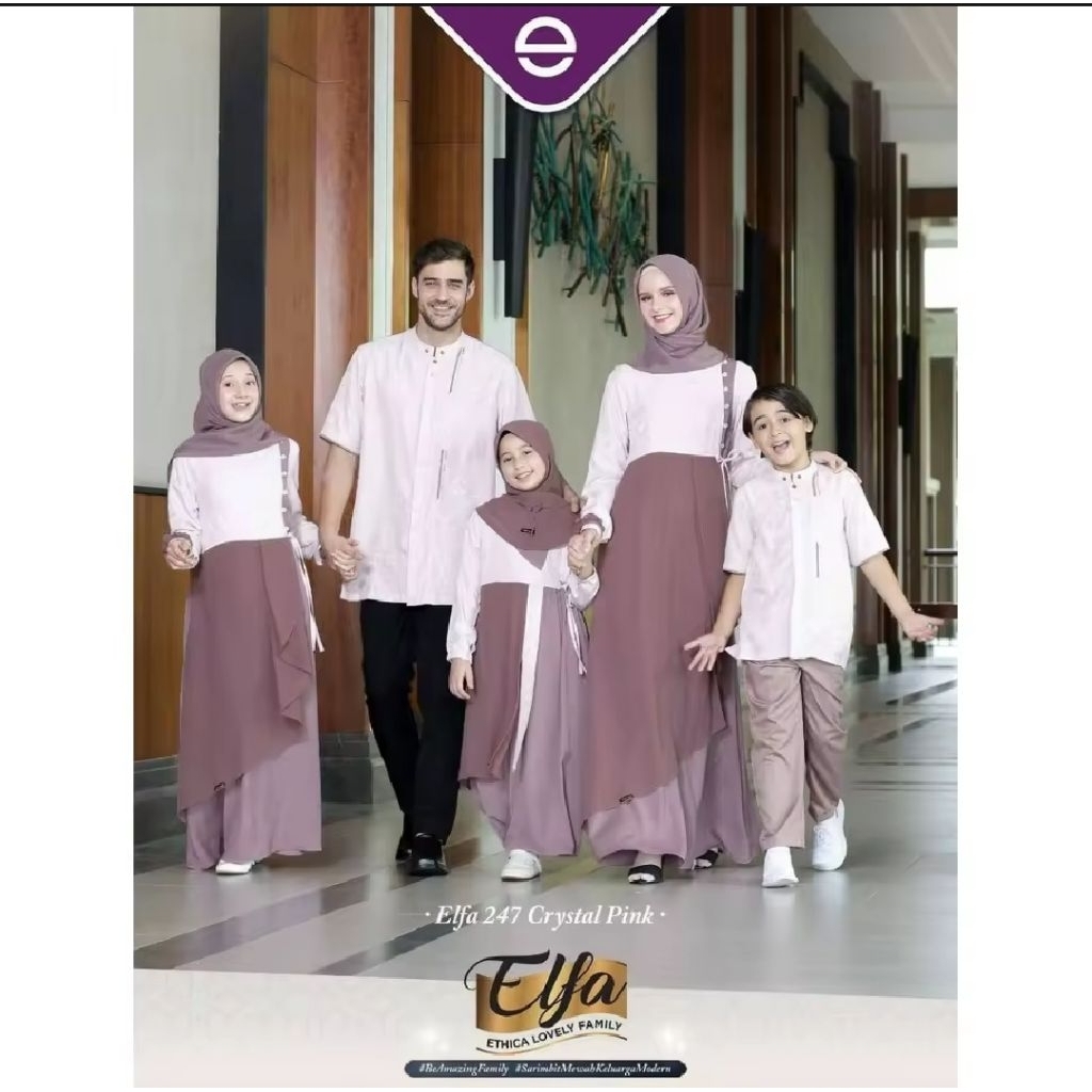 Eticha | Elfa Kagumi Crystal pink Gamis Ibu dan Anak
