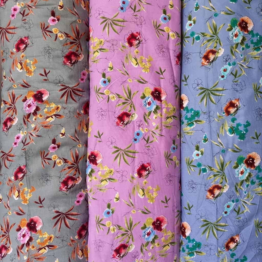 kain katun jepang motif bunga daun