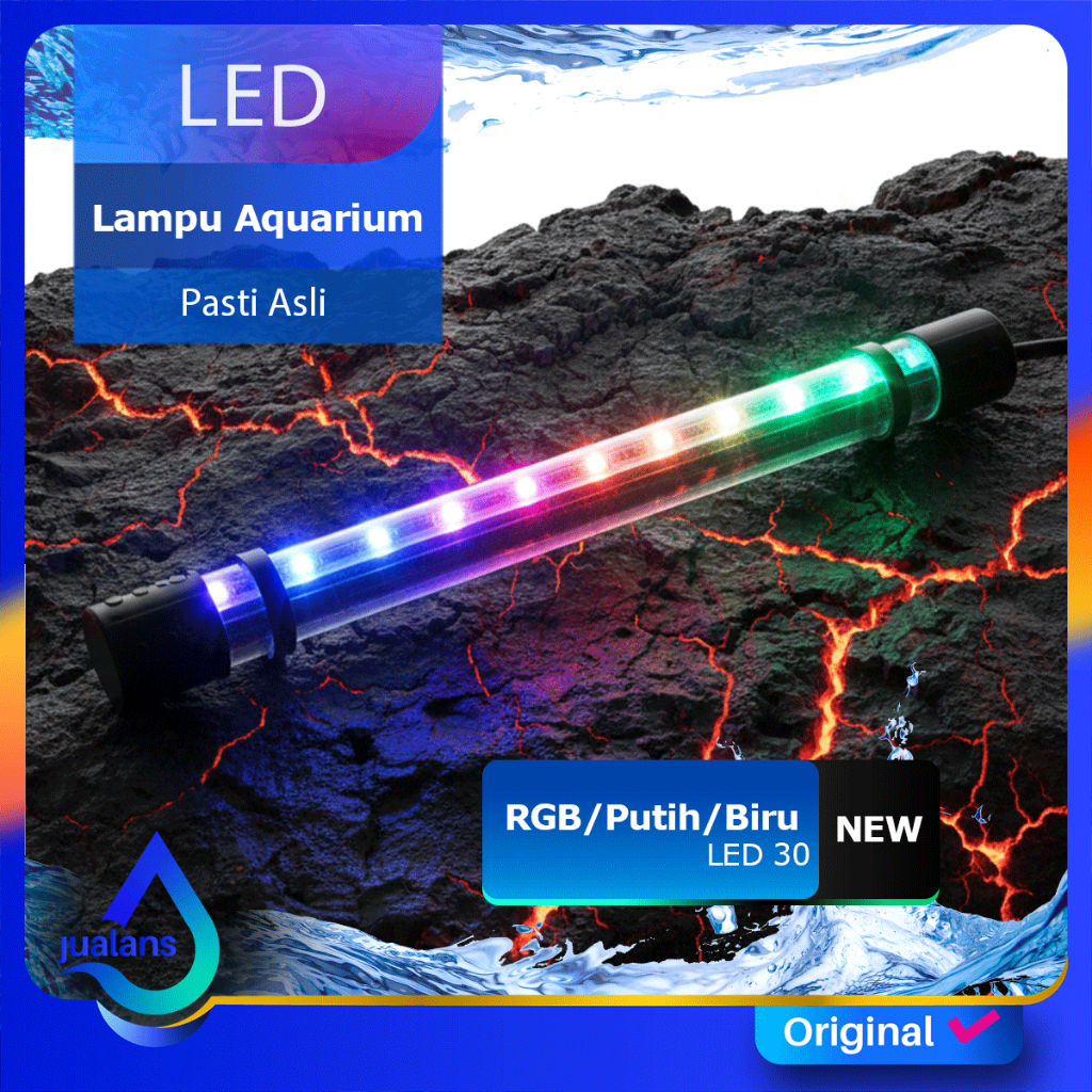 Lampu Aquarium Celup 30 warna RGB Putih dan Biru PROMO LED Aquascape 30 cm