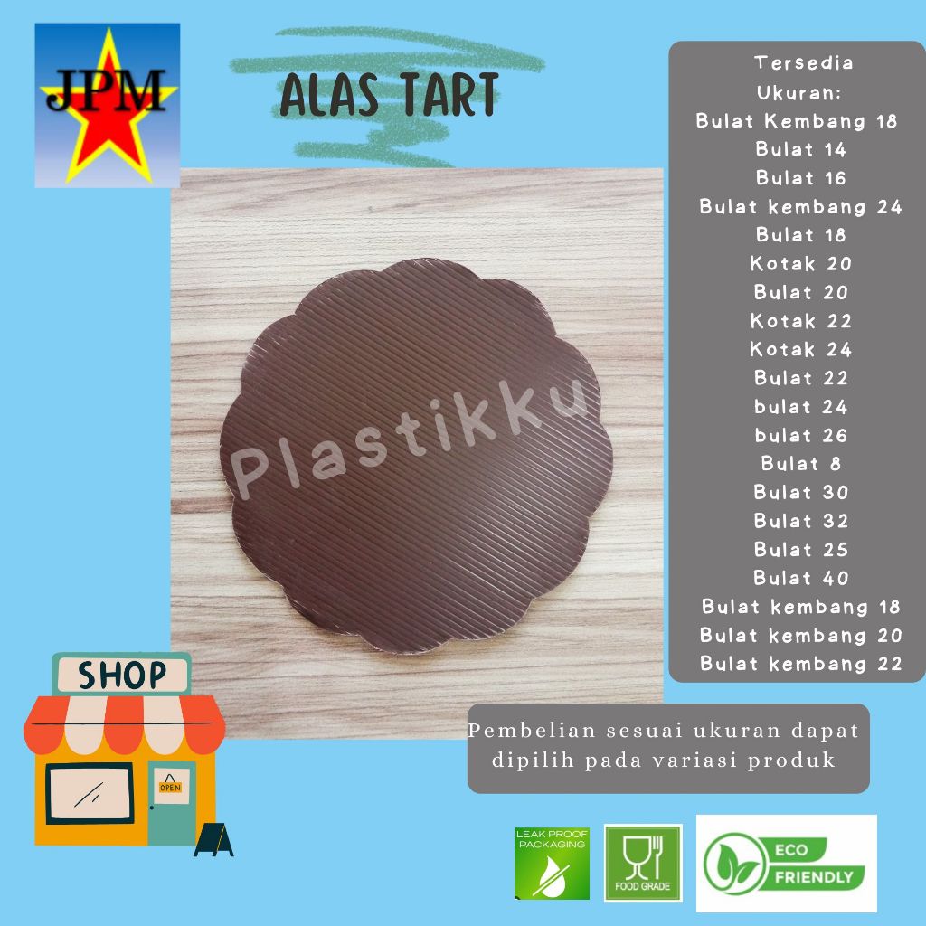 Alas Tart Kue Impraboard / Alas Tart Bulat kembang Coklat / Alas Tart bulat kembang Coklat / Tatakan