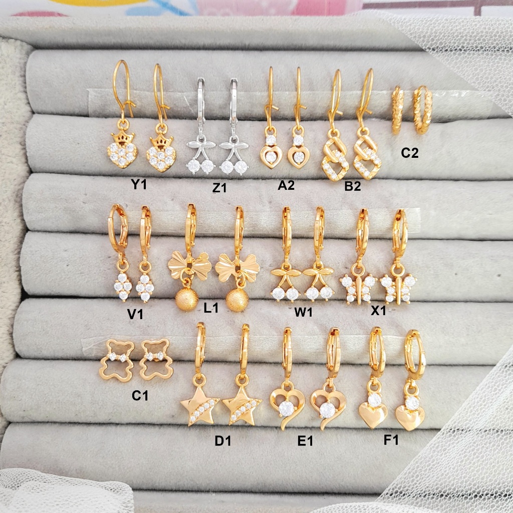 Anting Xuping Tanpa Tindik Panjang Serut Jurai Daun Telinga - BE239