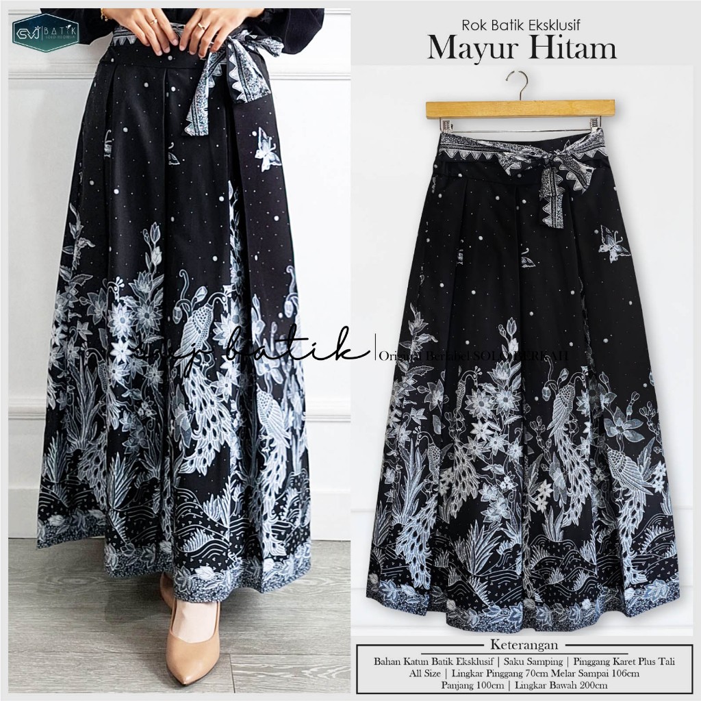 ROK BATIK KLOK A LEBAR MAYUNG KARET PINGGANG BAWAHAN BATIK WANITA