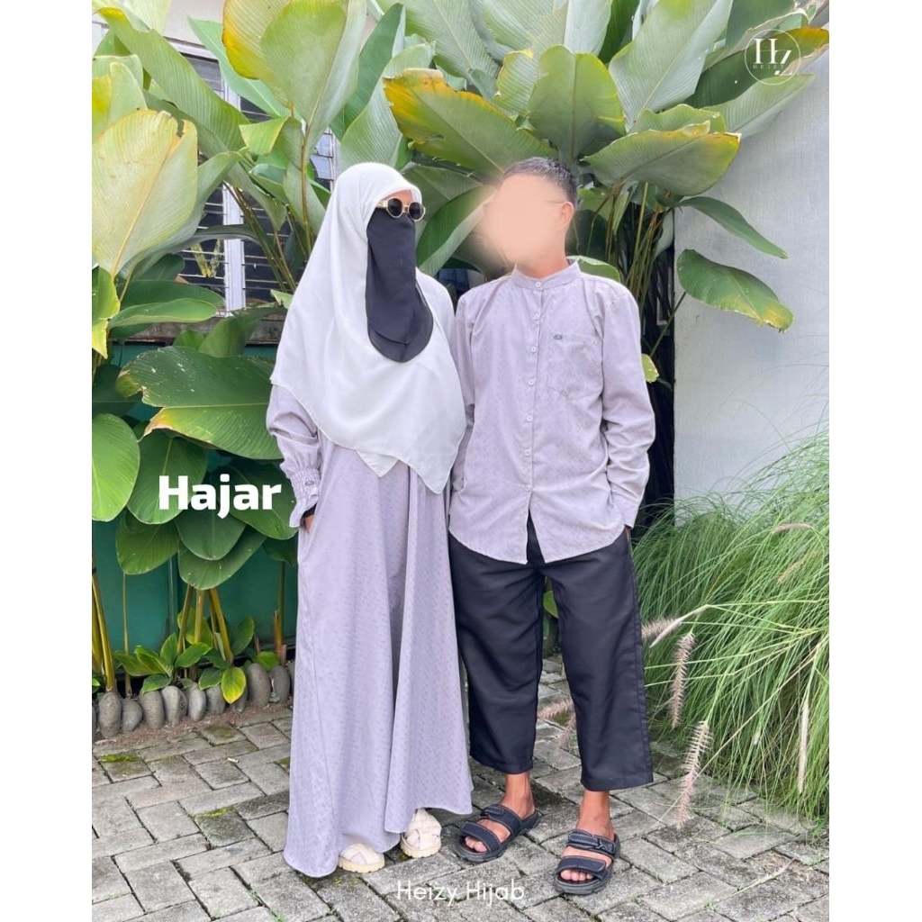 Heizy Hijab - Hajar Sarimbit Lebaran Series 1| Gamis Bahan Dobi Premium & Kemko Couple Keluarga | Ba