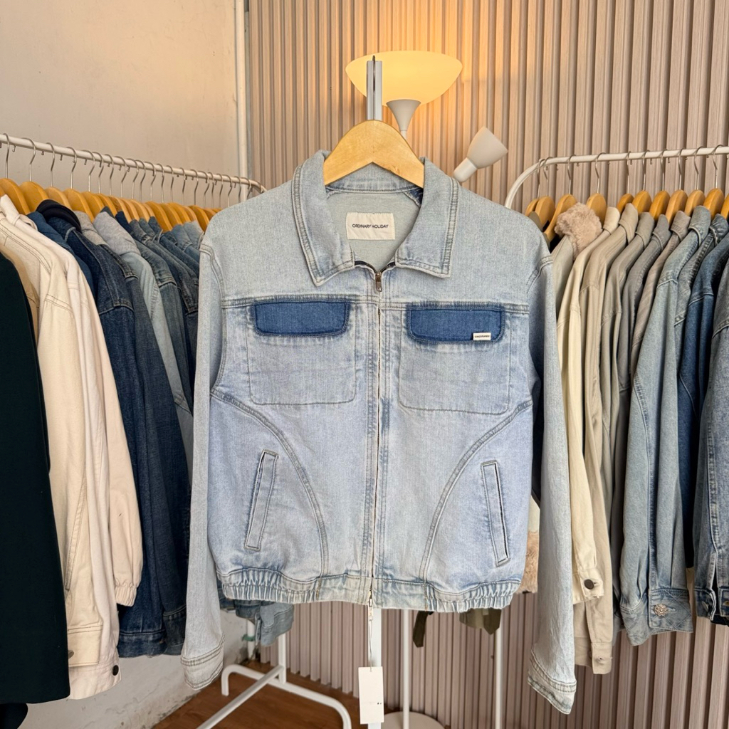 JACKET JEANS CEWEK WANITA ZIPPER BRAND ORDINARY HOLIDAY