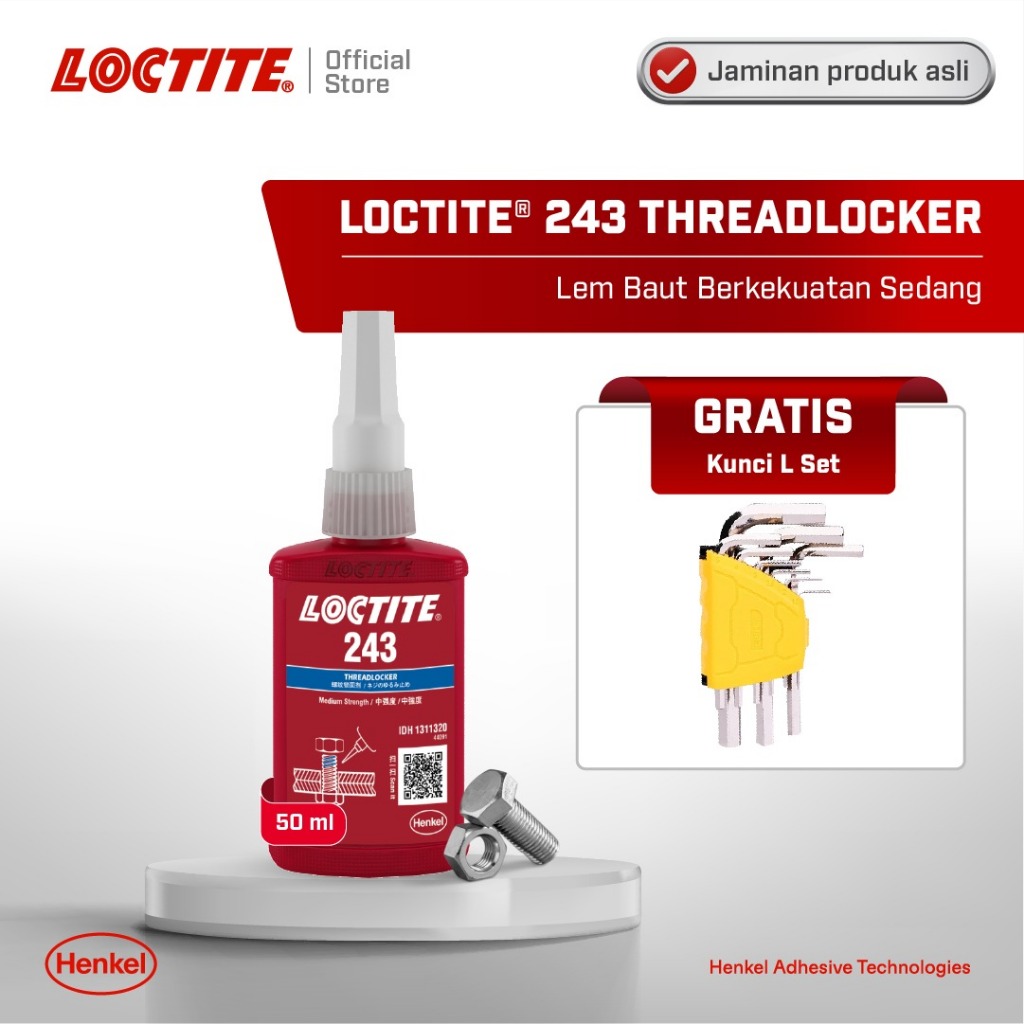 Henkel LOCTITE 243 Threadlocker Lem Baut - 50 ml