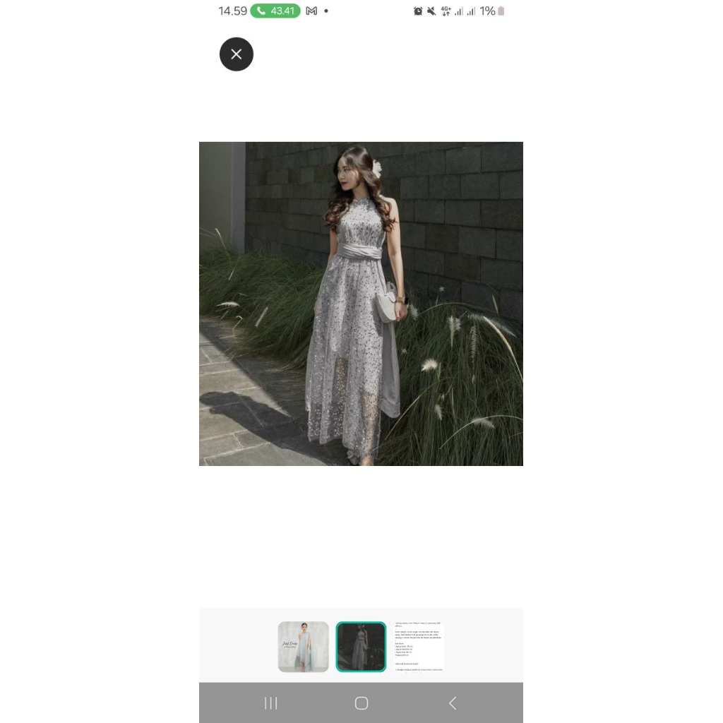 DRESS NAMELIS GAUN PESTA ABU SILVER