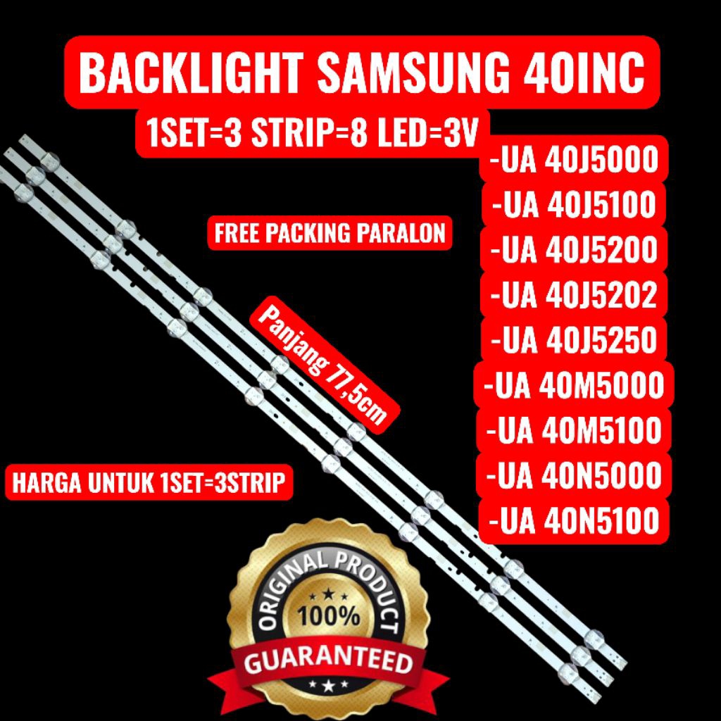 backlight samsung 40inc ua40j5000 40j5100 40j5200 40j5202 40j5250 40n5000 40n5100 40m5000
