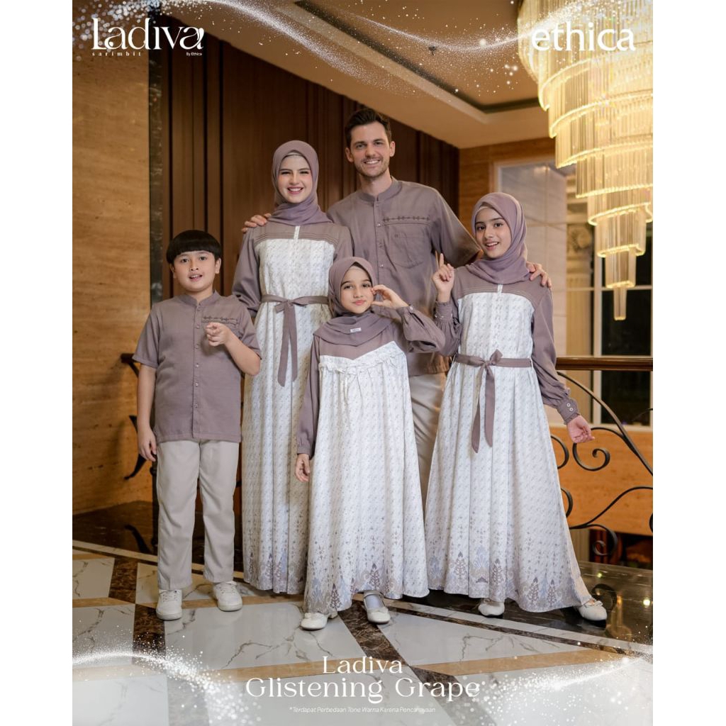 Ladiva Glistening Grape Baju Muslim Gamis Dress Premium Sarimbit Keluarga Lebaran 2026 Terbaru Ori