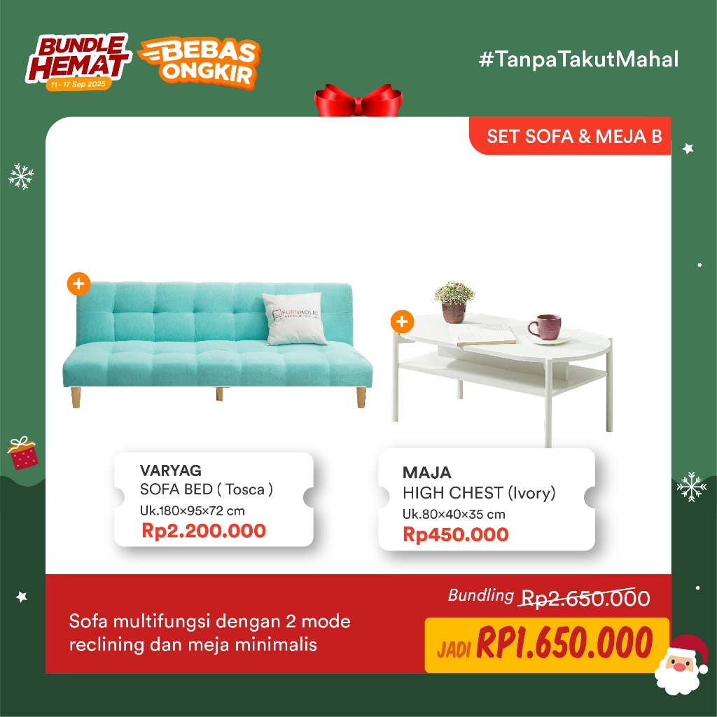 iFURNHOLIC - SET SOFA & MEJA B - VARYAG SOFA BED - MAJA COFFEE TABLE - MEJA TAMU - SOFA BED LIPAT