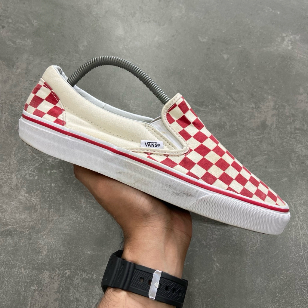 [Size 42] Vans Slip On Classic Checkerboard Red Second Original