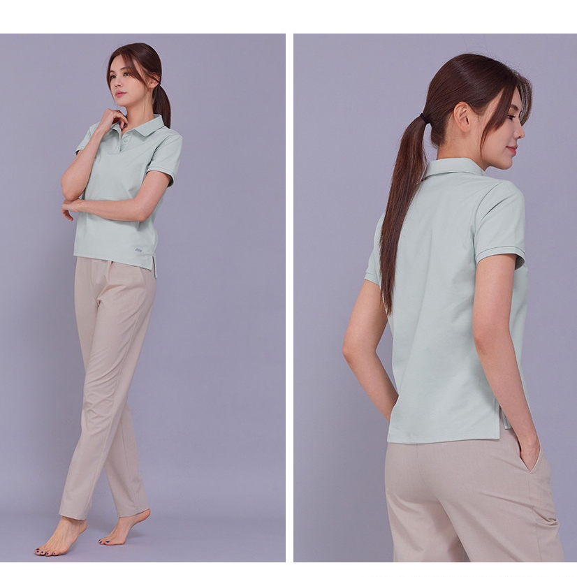 [Minnetica] STL Cotton Touch Stretch Basic Fit Collar Short Sleeve