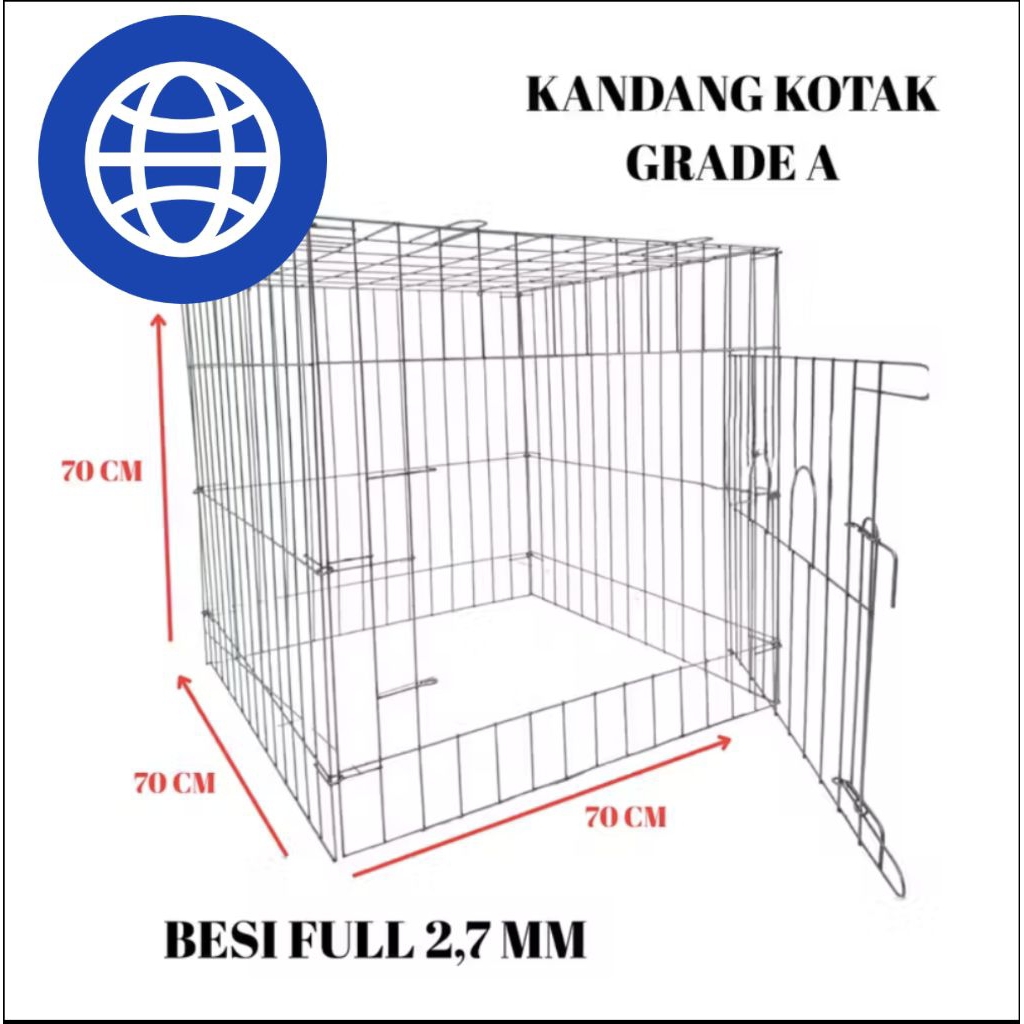 Kandang Galvanis Premium / Kurungan Ayam Galvanis / Sangkar Ayam Kotak Uk 70 x 70 x 70 Kuat Tebal & 