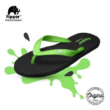 FIPPER COMFY BLACK / GREEN APPLE - sandal japit pria