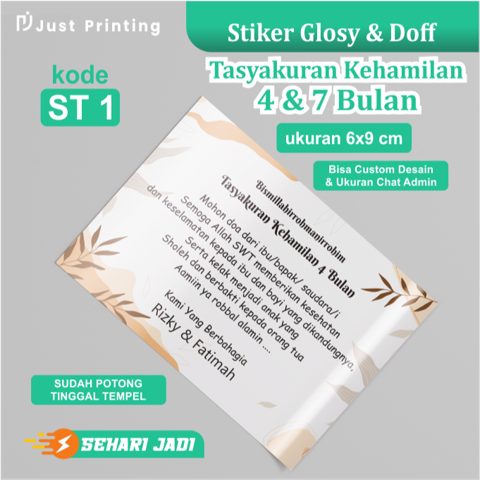 Stiker Tasyakuran Kehamilan 4 Bulanan & 7 Bulanan Custom
