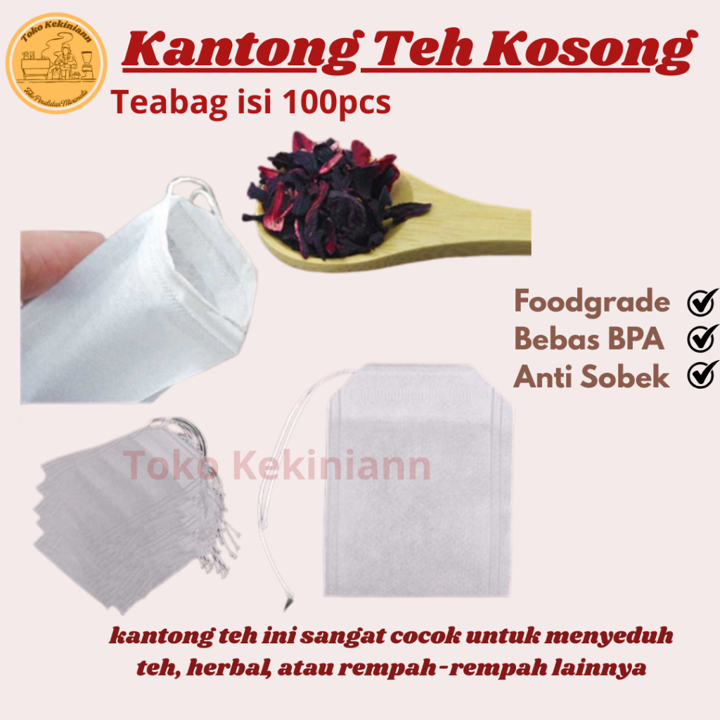 Teabag Kantong Wadah Teh Celup Herbal Rempah Rempah Kosong - Teabag Non Woven 5.5x7cm 100 PCS