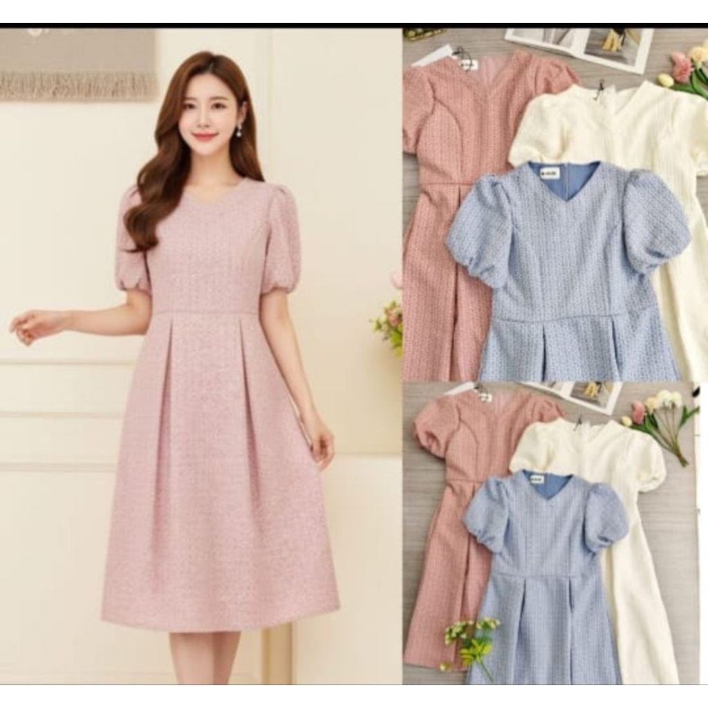 dress lengan pendek balon premium bkk