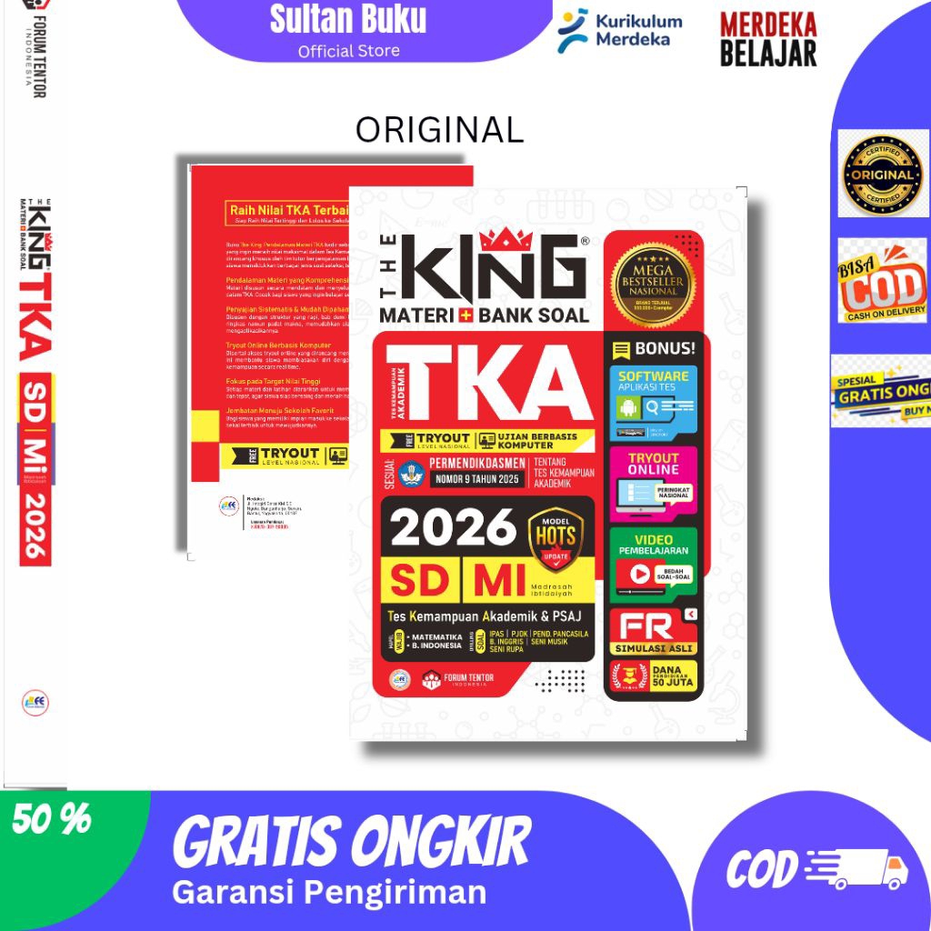 Original Buku The king TKA SD 2026 - The King materi dan Bank soal TKA SD 2026
