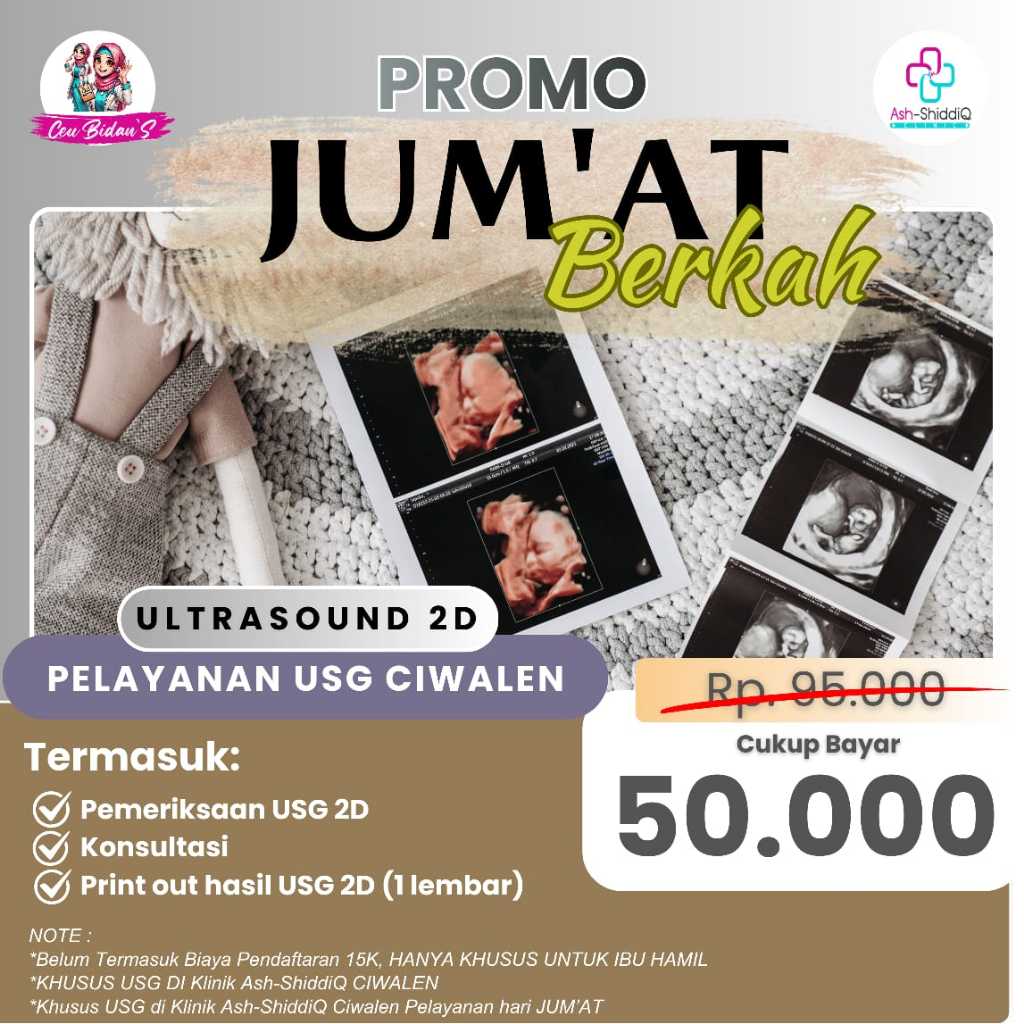 USG 2D PROMO JUMAT BERKAH- Print Out hasil USG 2D(1 Lembar), Konsultasi, Pemeriksaan USG 2D