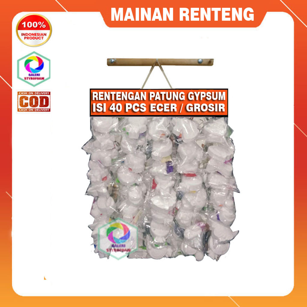 Mainan Rencengan/rentengan patung gypsum untuk di warnai anak-anak isi 40 pcs ecer dan grosir