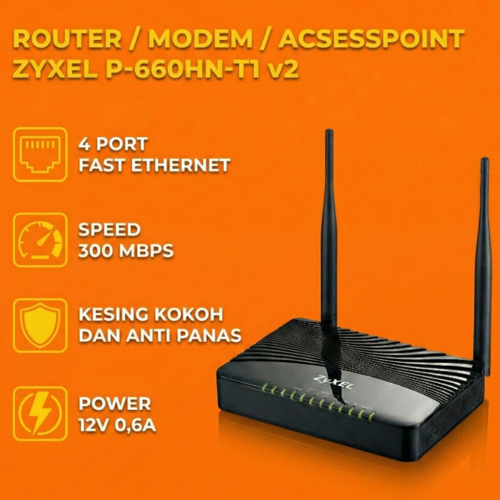 Router Modem Access Point Zyxel P-660HN-T1 v2 Dual Antena Like new