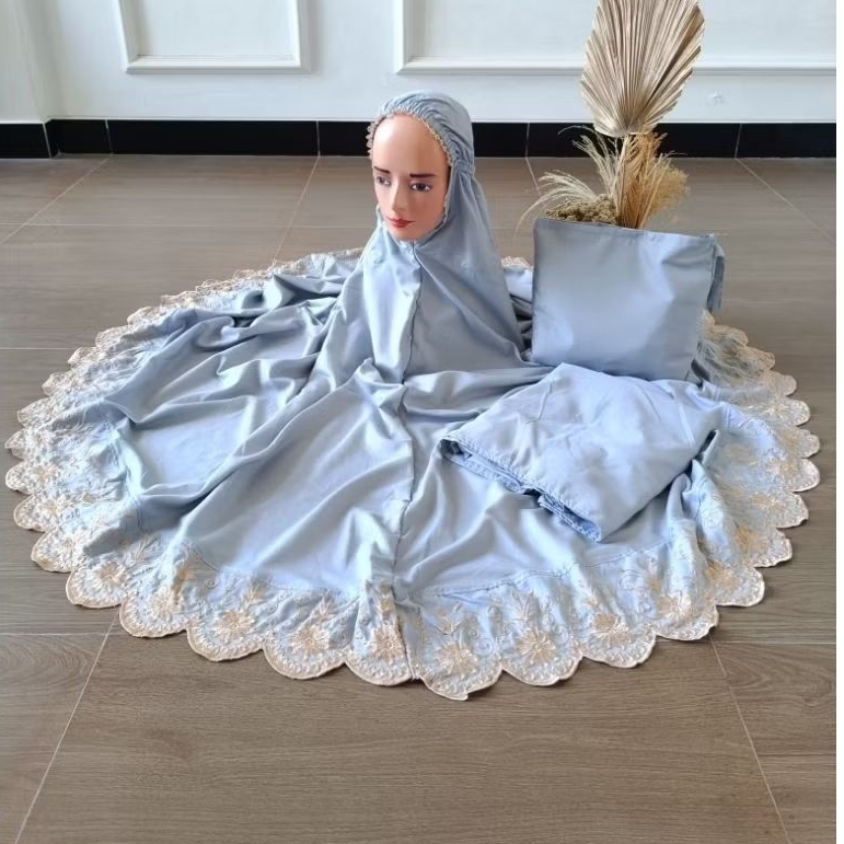 mukena polos renda atas bawah/mukena katun mikro/mukenah dewasa setelan