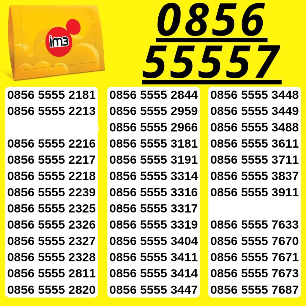 TERMURAH NOMOR CANTIK INDOSAT 55555 SUPPORT 4G & 5G INDOSAT 11 Digit NOMOR CANTIK THREE INDOSAT ABCD