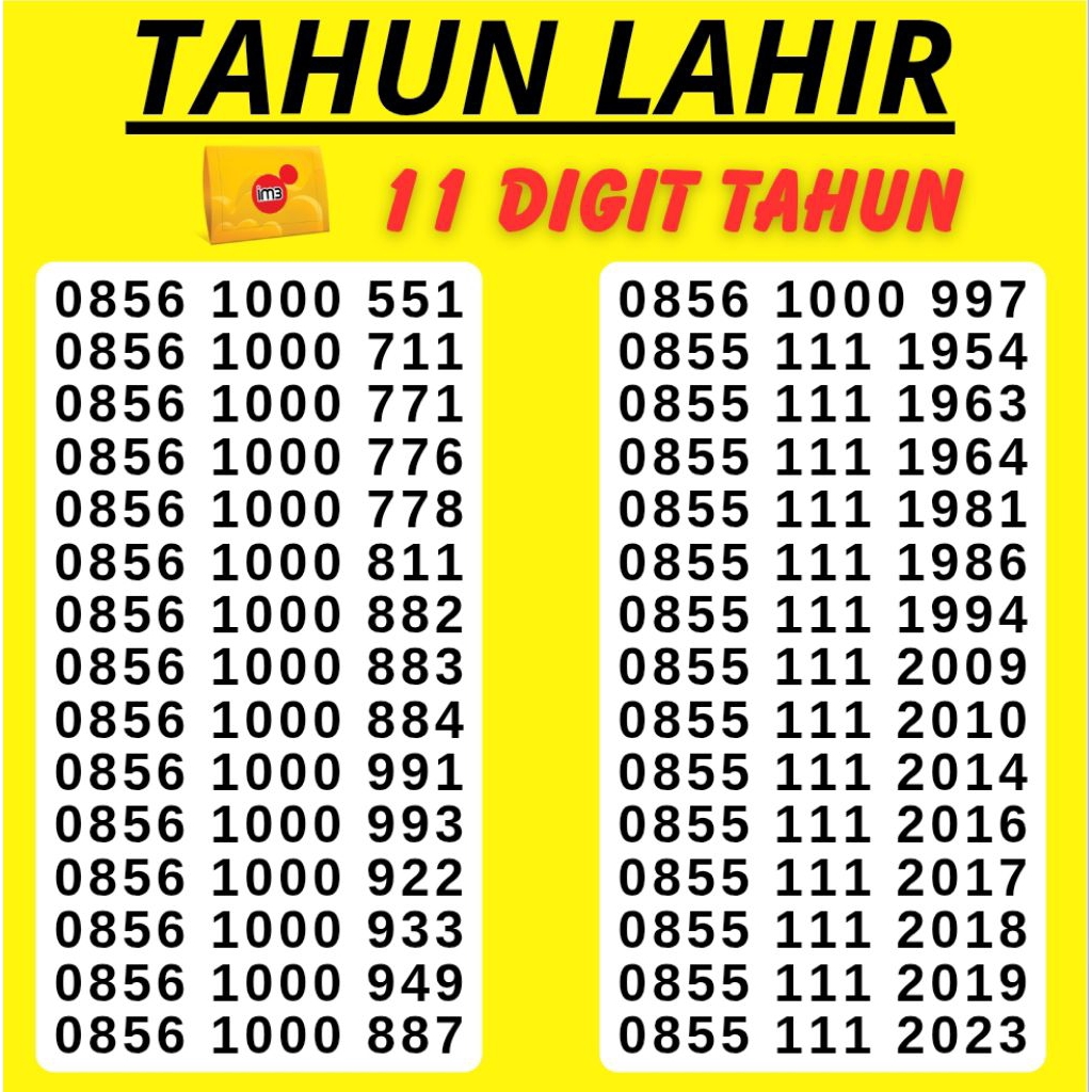 NOMOR CANTIK INDOSAT IM3 ABCD TRIPLE KARTU PERDANA ISAT M3 NOMOR TAHUN LAHIR